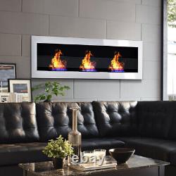 Wall Ethanol Fireplace Bioethanol Heater Fire Inset/Wall Mounted 1400x400 White