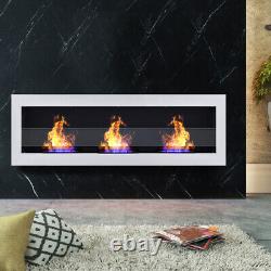 Wall Ethanol Fireplace Bioethanol Heater Fire Inset/Wall Mounted 1400x400 White