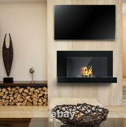 Wall Hung Large Modern Black Bio Ethanol Fire Imaginfires Alden 900w 500h 260d