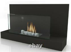 Wall Hung Large Modern Black Bio Ethanol Fire Imaginfires Alden 900w 500h 260d