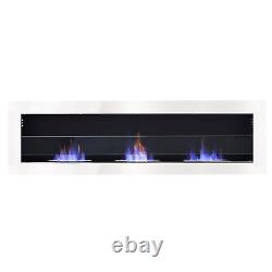 Wall/Inset 1200 x 400mm Bio Ethanol Fireplace Biofire Fire Burner Heater White