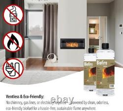 Wall-Mount Bio Ethanol Fireplace Modern Black Glass with Flame Effect