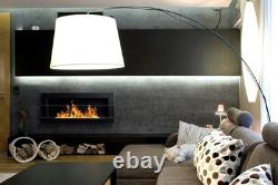 Wall-Mount Bio Ethanol Fireplace Modern Black Glass with Flame Effect