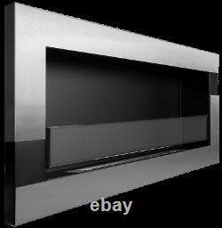 Wall Mounted Bio Ethanol Fireplace 900 x 400 Real Flame Inox Black Biofire Glass