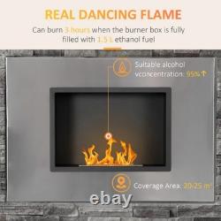 Wall Mounted Bio Ethanol Fireplace Heater Fire 1.2L Tank 3 Hours Burning FOXDEN