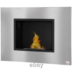 Wall Mounted Bio Ethanol Fireplace Heater Fire 1.2L Tank 3 Hours Burning FOXDEN