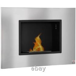 Wall Mounted Bio Ethanol Fireplace Heater Fire 1.2L Tank 3 Hours Burning FOXDEN