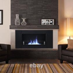 Wall Mounted Bio Ethanol Fireplace with Glass & Stainless Steel Bioethanol Frame