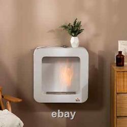 Wall Mounted Ethanol Fireplace, Bioethanol Heater Stove Fire with 1L Tank, 2.5 H