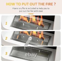 Wall Mounted Ethanol Fireplace, Bioethanol Heater Stove Fire with 1L Tank, 2.5 H