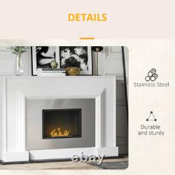 Wall Mounted Ethanol Fireplace Stainless Steel 1.5L Tank 3h Burning Time Silver