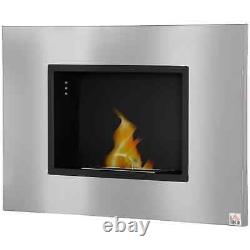 Wall Mounted Ethanol Fireplace, Stainless Steel Bioethanol Heater Stove Fire wit