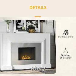 Wall-Mounted Fireplace Bioethanol Flame Burner Box Stainless Steel Heater Silver