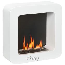 Wall Mounted Fireplace Heater Bioethanol Clean Burn Flame Modern Design White