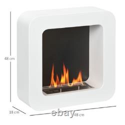 Wall Mounted Fireplace Heater Bioethanol Clean Burn Flame Modern Design White
