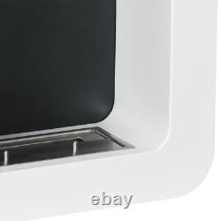 Wall Mounted Fireplace Heater Bioethanol Clean Burn Flame Modern Design White
