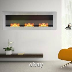 Wall Mounted Inset Bio Ethanol Fireplace Biofire with 3 Fire Burners 1200x400mm