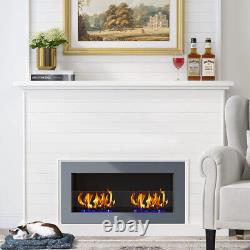 Wall Mounted/Inset Bio Ethanol Fireplace Glass Biofire Fire Burner 120 90 x 40cm