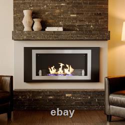 Wall Mounted LED Fireplace Biofire Bio Ethanol, Electric Fire Heater Steel Black