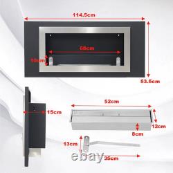 Wall Mounted LED Fireplace Biofire Bio Ethanol, Electric Fire Heater Steel Black