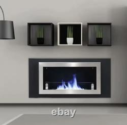 Wall Mounted LED Fireplace Biofire Bio Ethanol, Electric Fire Heater Steel Black
