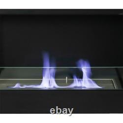 Wall Mounted LED Fireplace Biofire Bio Ethanol, Electric Fire Heater Steel Black