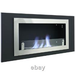 Wall Mounted LED Fireplace Biofire Bio Ethanol, Electric Fire Heater Steel Black