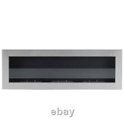 Wall Mounted /Recessed Inset Bio Ethanol Fireplace 1200 x 400mm with Glass Panel