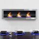 Wall Mounting Bio Ethanol Fireplace Heater 140 With Glass Biofire Stainless Grey