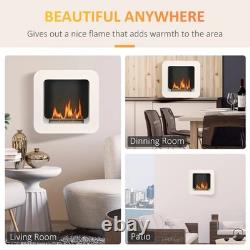 Wall Mounting Bio Ethanol Fireplace Heater Burning with 1L Tank, White