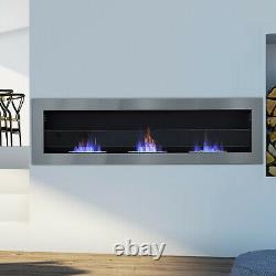 Wall Recessed Bio Ethanol Fireplace 120040mm Biofire Burner Stove Smoky Grey