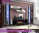 Wall Unit Fly M2 Ws Pvc High Gloss Push Click With Bio Ethanol Fireplace Led
