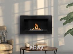 Wall-hung bio-fireplace 650x400 Box, black, structural matt