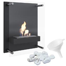 Wall mounted Bioethanol fireplace GLASS TÜV with glazing set