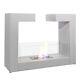 White Bio Ethanol Fireplace Floor Standing Toughened Glass And Metal -77x25x58cm