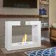 White Bio Ethanol Fireplace Glass Biofire Fire Burner Living Room Free Standing