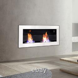 White Bio Ethanol Fireplace Wall/Inset Heater Biofire Fire Burner 900 x 400mm