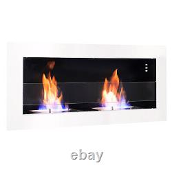 White Bio Ethanol Fireplace Wall/Inset Heater Biofire Fire Burner 900 x 400mm
