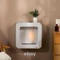 White Wall Mounted Ethanol Fireplace, Bioethanol Heater Fire with 1L Tank