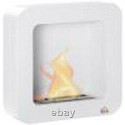 White Wall Mounted Ethanol Fireplace, Bioethanol Heater Fire with 1L Tank