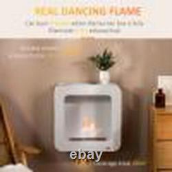 White Wall Mounted Ethanol Fireplace, Bioethanol Heater Fire with 1L Tank
